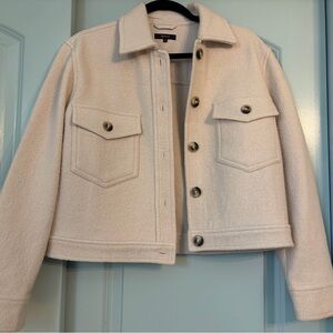 Quince 100% Merino Wool Cropped Shirt Jacket (XS - never worn) Heather Bone
